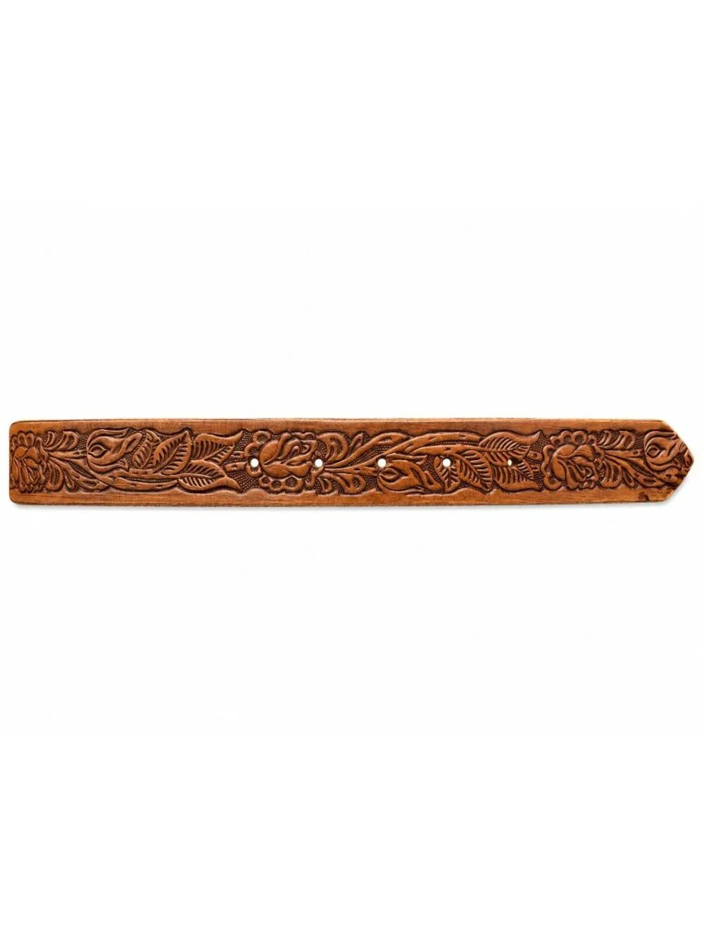 Hand Tooled Brown Leather Belt Western Rose Floral Marked 